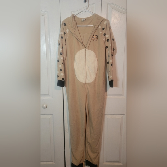 uknown Other - Beige Pug Onesie with Black Paw Prints